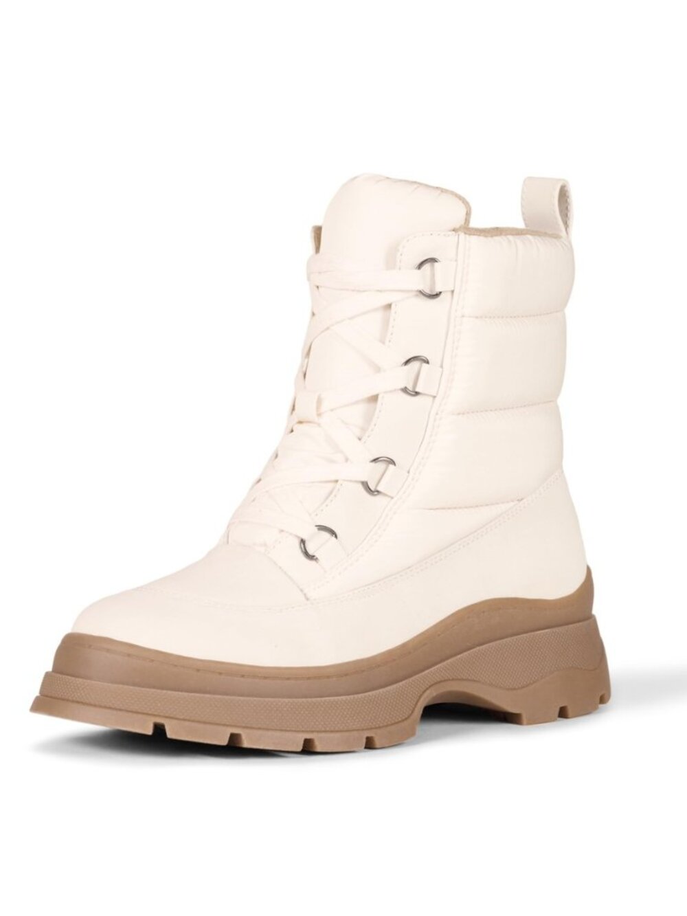 Women's Lace Up Puffer Snow Boots with Chunky Heel
